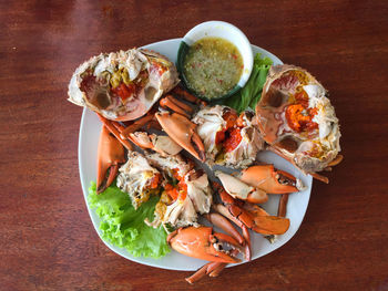 High angle view of food on table