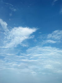 Low angle view of clouds in blue sky