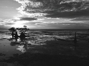 Scenic view of sea against cloudy sky