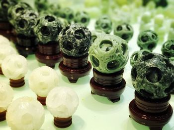 Close-up of stacked stack