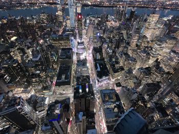 High angle view of city buildings