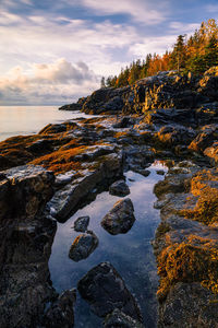 Scenic view of sea against sky during sunset