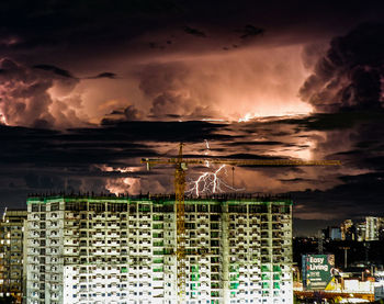 Panoramic view of buildings against sky during sunset