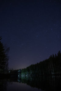 Scenic view of lake against sky at night