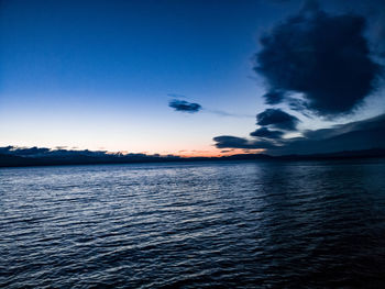 Scenic view of sea against sky at sunset