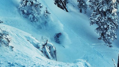 Scenic view of snow covered mountains