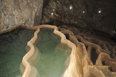 Close-up of rock formation in water