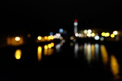 High angle view of illuminated street lights at night