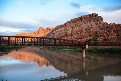 Bridge over river against sky