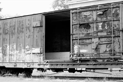 Abandoned train on railroad track