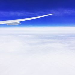 Aerial view of airplane wing