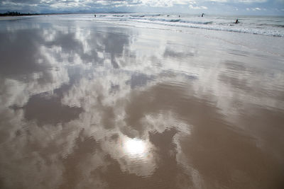 High angle view of beach against sky