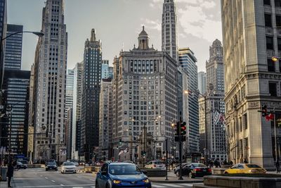 View of city street and buildings