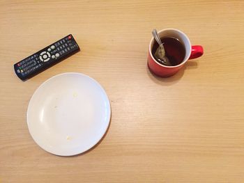 Close-up of coffee cup on table