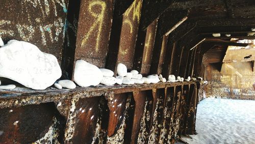 View of frozen waterfall