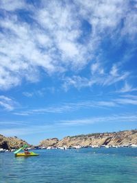 Scenic view of sea against cloudy sky