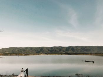 Scenic view of lake against sky