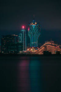 Illuminated city at night