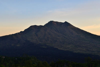 Scenic view of mountains against sky during sunset