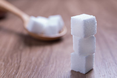 Close-up of ice cream on table