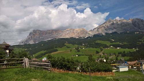 Panoramic view of landscape and mountains against sky