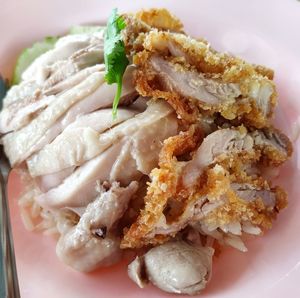 High angle view of meal served in plate