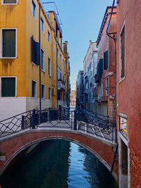 Bridge over canal amidst buildings in city