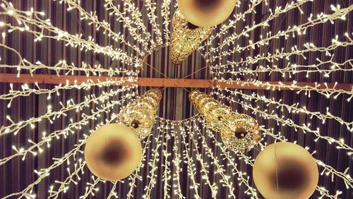 Close-up of decorations hanging on wall