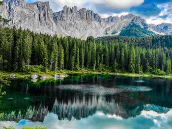 Scenic view of lake and mountains 