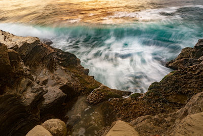 Scenic view of sea and rocks