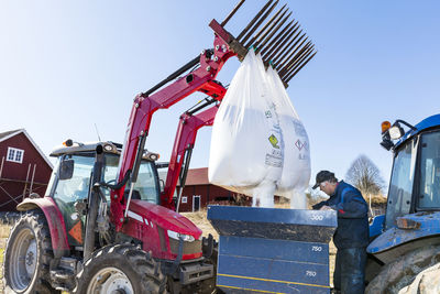 Farmer preparing fertilizers