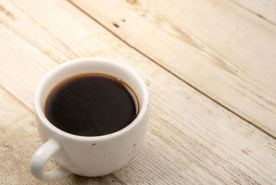 High angle view of coffee on table