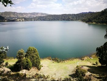 Scenic view of lake against sky