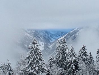 Scenic view of snow covered mountains