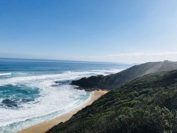 Scenic view of sea against clear sky