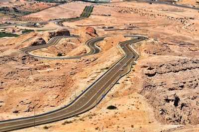 High angle view of vehicles on road