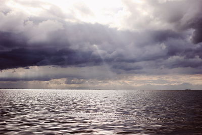 Scenic view of sea against cloudy sky