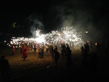 Firework display at night