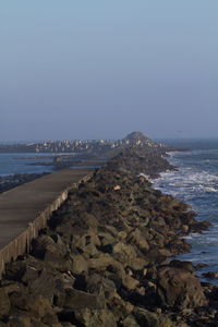 Scenic view of sea against clear sky