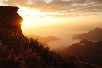 Scenic view of sunset over sea