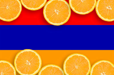 Close-up of oranges against orange background