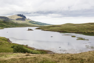 Scenic view of lake against sky