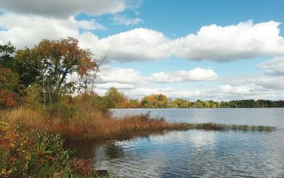 Scenic view of lake against sky