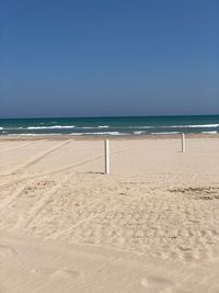 Scenic view of beach against clear sky