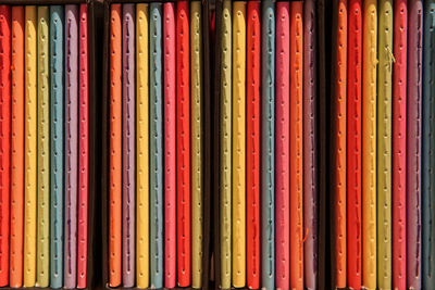 Full frame shot of books in shelf