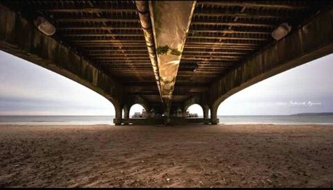 built structure, architecture, sea, water, bridge - man made structure, connection, sky, bridge, architectural column, horizon over water, beach, long, column, indoors, engineering, no people, nature, tranquility, support, transportation