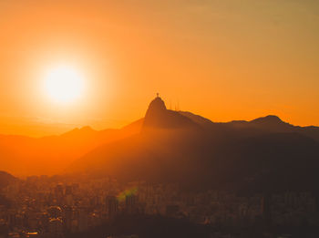 Silhouette of buildings at sunset