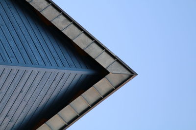 Low angle view of modern building against clear sky