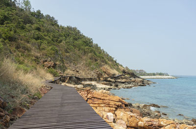 Scenic view of sea against clear sky