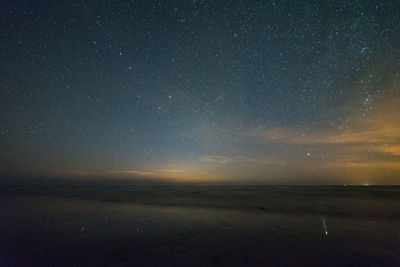 Scenic view of sea against sky at night